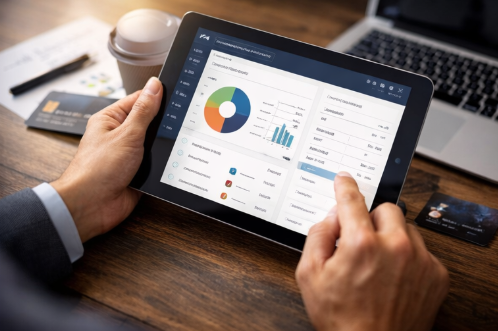 An Ipad screen with a dashboard